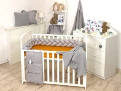 MamaLoes Amy Pure Grijs 2-in-1 Babynest En Braided Bedbumper 80661 9 MamaLoes Amy Pure Grijs 2-in-1 Babynest En Braided Bedbumper 80661 -babybenodigdheden mamaloes amy pure grijs 2 in 1 babynest en braided bedbumper 80661 1