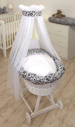 MamaLoes Panter Grijs Deluxe Wit Baby Wiegje 80749 3 MamaLoes Panter Grijs Deluxe Wit Baby Wiegje 80749 -babybenodigdheden mamaloes panter grijs deluxe wit baby wiegje 80749