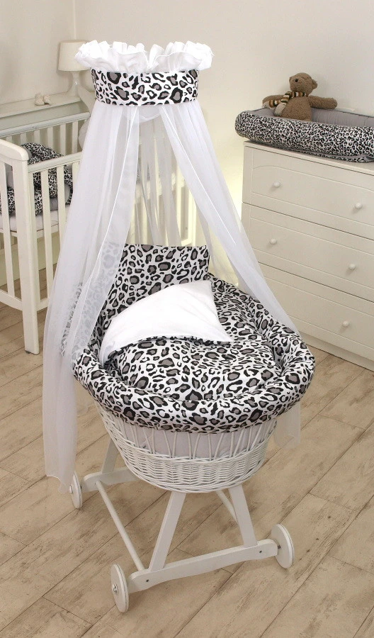 MamaLoes Panter Grijs Deluxe Wit Baby Wiegje 80749 MamaLoes Panter Grijs Deluxe Wit Baby Wiegje 80749 -babybenodigdheden