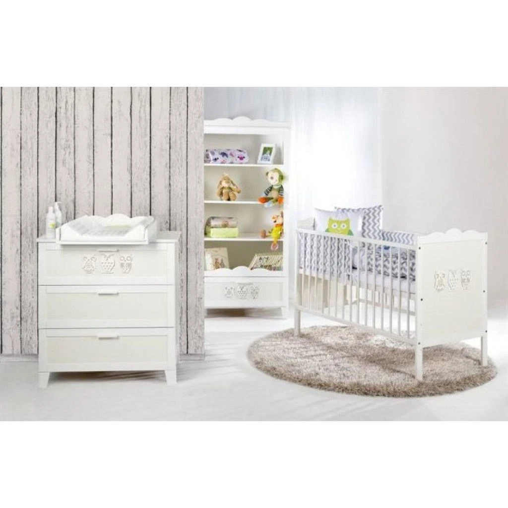 Ledikant Uil Wit 60x120 cm Ledikant Uil Wit 60x120 Cm -babybenodigdheden mamaloes uil wit babykamer 4 1