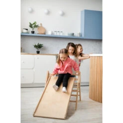 Luna Toys Naturel Houten Klimrek Met Glijbaan LU-36950 -babybenodigdheden natural 1
