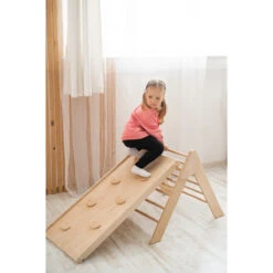 Luna Toys Naturel Houten Klimrek Met Glijbaan LU-36950 -babybenodigdheden natural 3