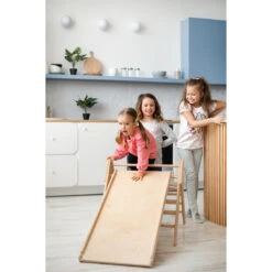Luna Toys Naturel Houten Klimrek Met Glijbaan LU-36950 -babybenodigdheden natural 4