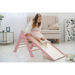 Luna Toys Roze Houten Klimrek Met Glijbaan LU-36974 -babybenodigdheden pink 1