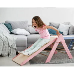 Luna Toys Roze Houten Klimrek Met Glijbaan LU-36974 -babybenodigdheden pink 3