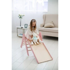 Luna Toys Roze Houten Klimrek Met Glijbaan LU-36974 -babybenodigdheden pink 4