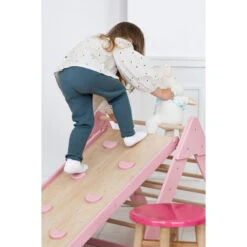 Luna Toys Roze Houten Klimrek Met Glijbaan LU-36974 -babybenodigdheden pink 7