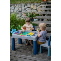 Tega Baby Teggi Turquoise/Navy/Grey Multifun 3-in-1 Tafel Met Twee Stoeltjes TI-011-173 -babybenodigdheden tega baby teggi greyold roseturquoise multifun 3 in 1 tafel 1