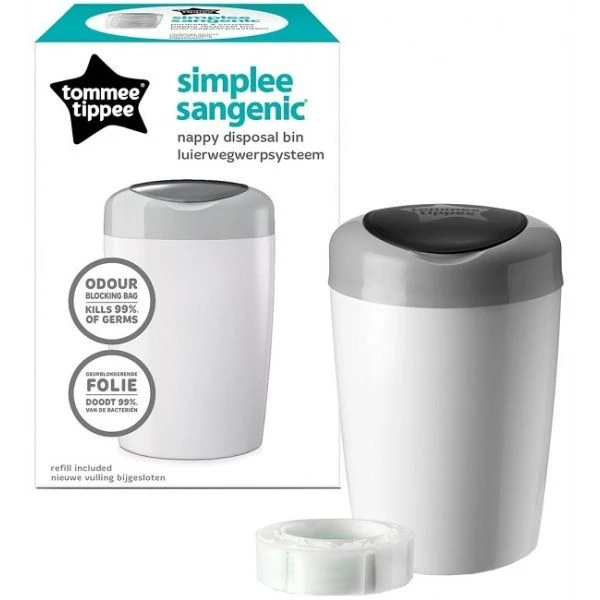 Tommee Tippee Simplee Sangenic Tub Wit/Grijs Luieremmer 87003103 (eco) Tommee Tippee Simplee Sangenic Tub Wit/Grijs Luieremmer 87003103 (eco) -babybenodigdheden tommee tippee simplee sangenic wit grijs luieremmer 1 4