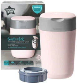 Tommee Tippee Twist & Click Gentle Pink Luieremmer 85100202 (eco) -babybenodigdheden tommee tippee twist click gentle pink luieremmer 85101301 2 1