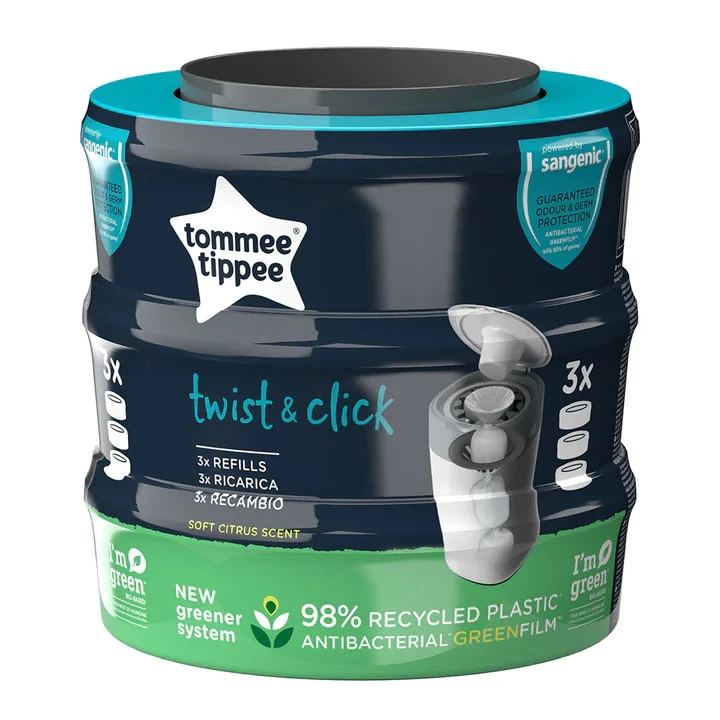 Tommee Tippee Twist & Click Navulcassettes 3-pack 85100702 (eco) Tommee Tippee Twist & Click Navulcassettes 3-pack 85100702 (eco) -babybenodigdheden tommee tippee twistclick navulcassettes 3 pack 85100702 eco