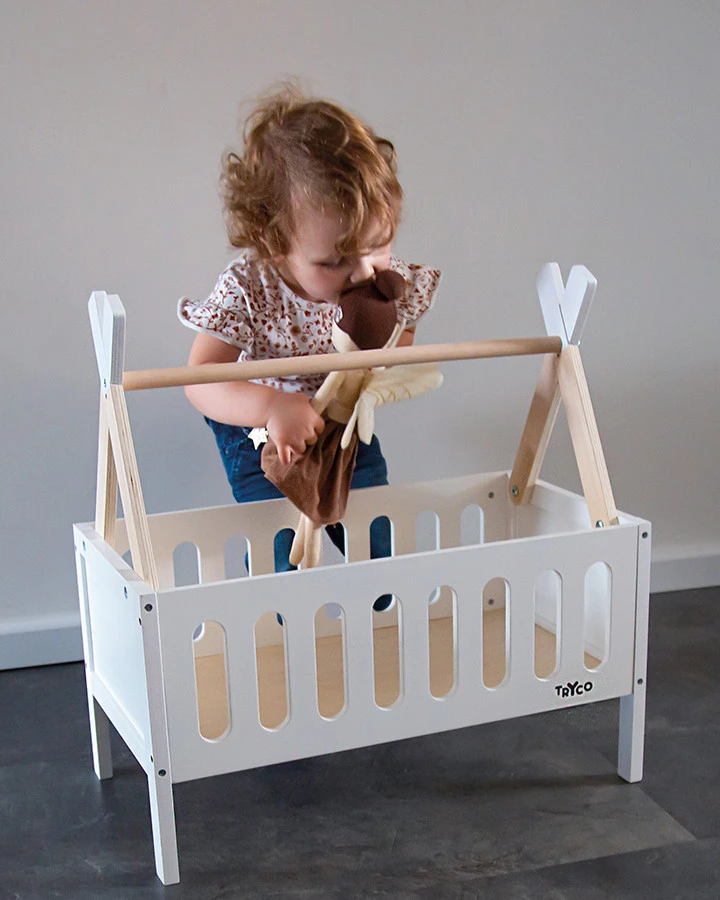 Tryco Tipi Houten Poppenbed TR-353013 Tryco Tipi Houten Poppenbed TR-353013 -babybenodigdheden tr 353013 tryco wooden tipi doll bed 02
